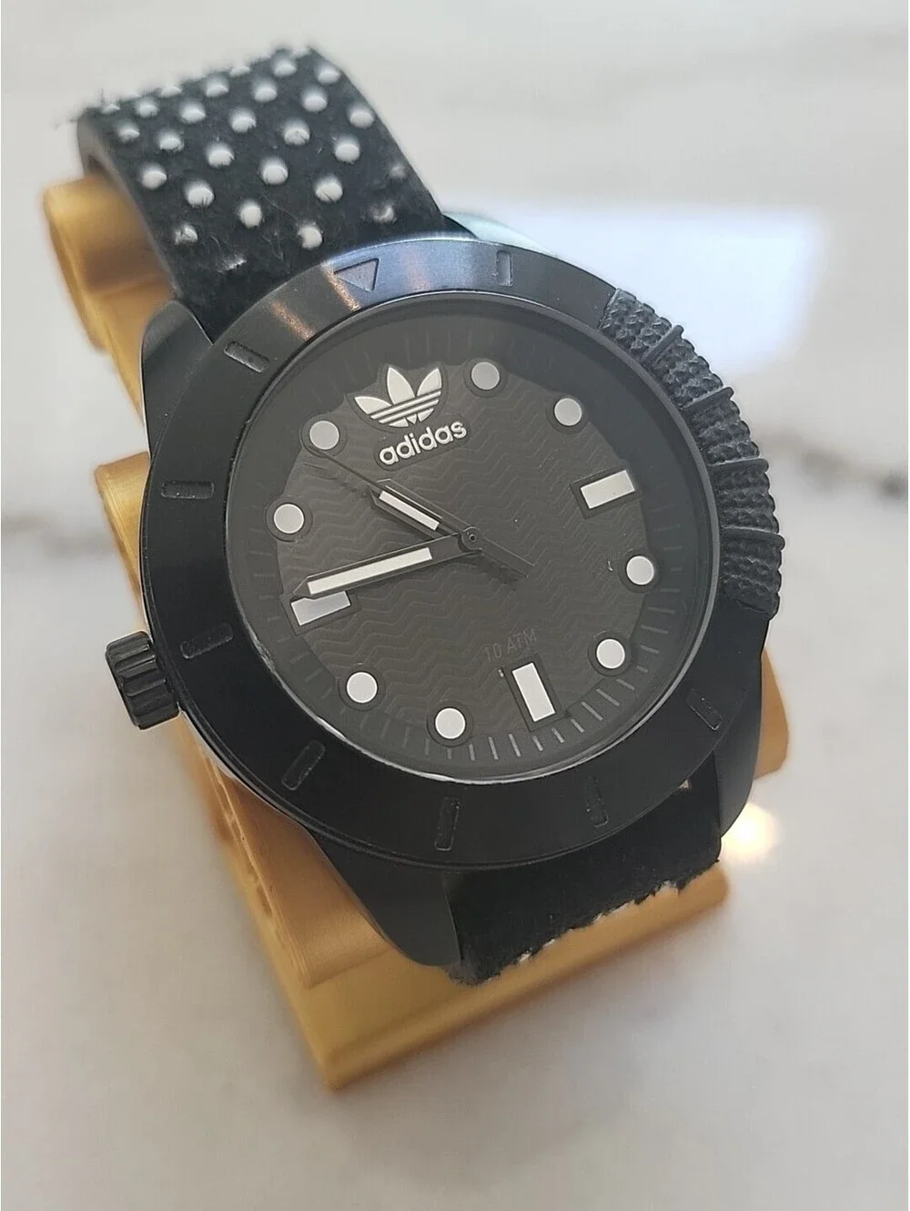Adidas Watch Adh3053 Black 43mm Quartz Mens Watch Works New Battery OriginalBand